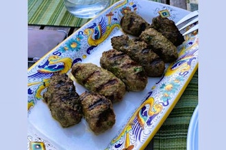 Middle Eastern: Beef Kabobs, Baba Ganoush, Israeli Couscous, Bliss Bites